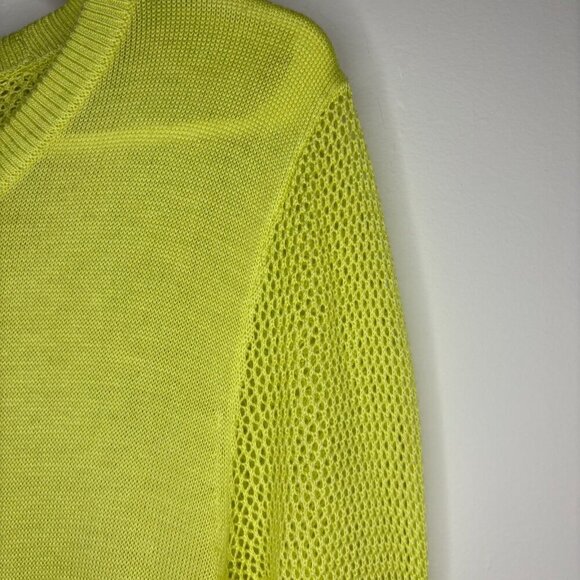 CAbi Lightweight Fly Away Mesh Sweater Womens S Chartruesse Long Sleeve - Picture 4 of 8